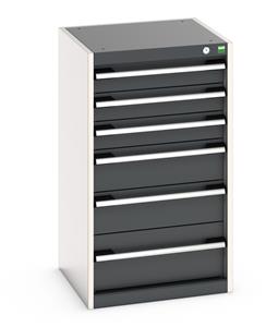 40010039.** Cabinet consists of 3 x 100mm, 2 x 150mm and 1 x 200mm high drawers 100% extension drawer with internal dimensions of 400mm wide x 400mm deep. The drawers have a U.D.L of 75kg (when approaching high weight loads it is suggested to fix the cabinet